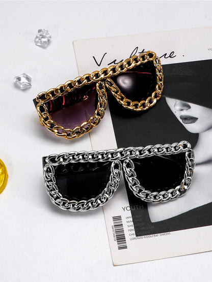 Street Square Frame Chain Sunglasses
