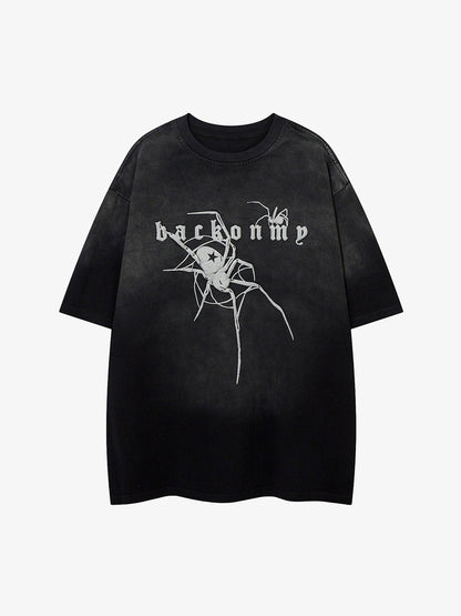 Retro High Street Spider Pattern Foam T-shirt