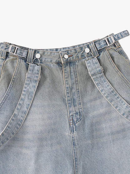 Distressed Washed Detachable Jeans