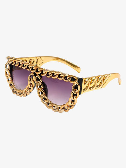 Street Square Frame Chain Sunglasses
