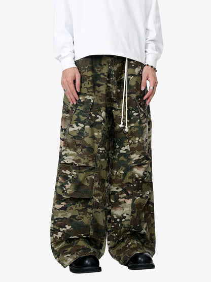 Camouflage Drawstring Cargo Pants - 2315