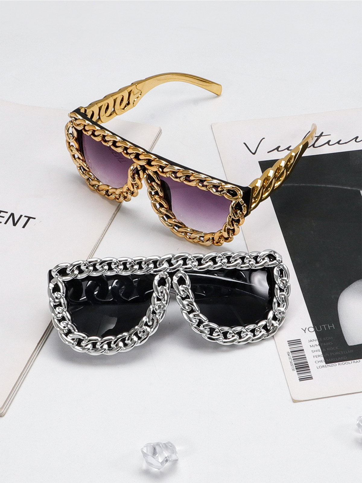 Street Square Frame Chain Sunglasses