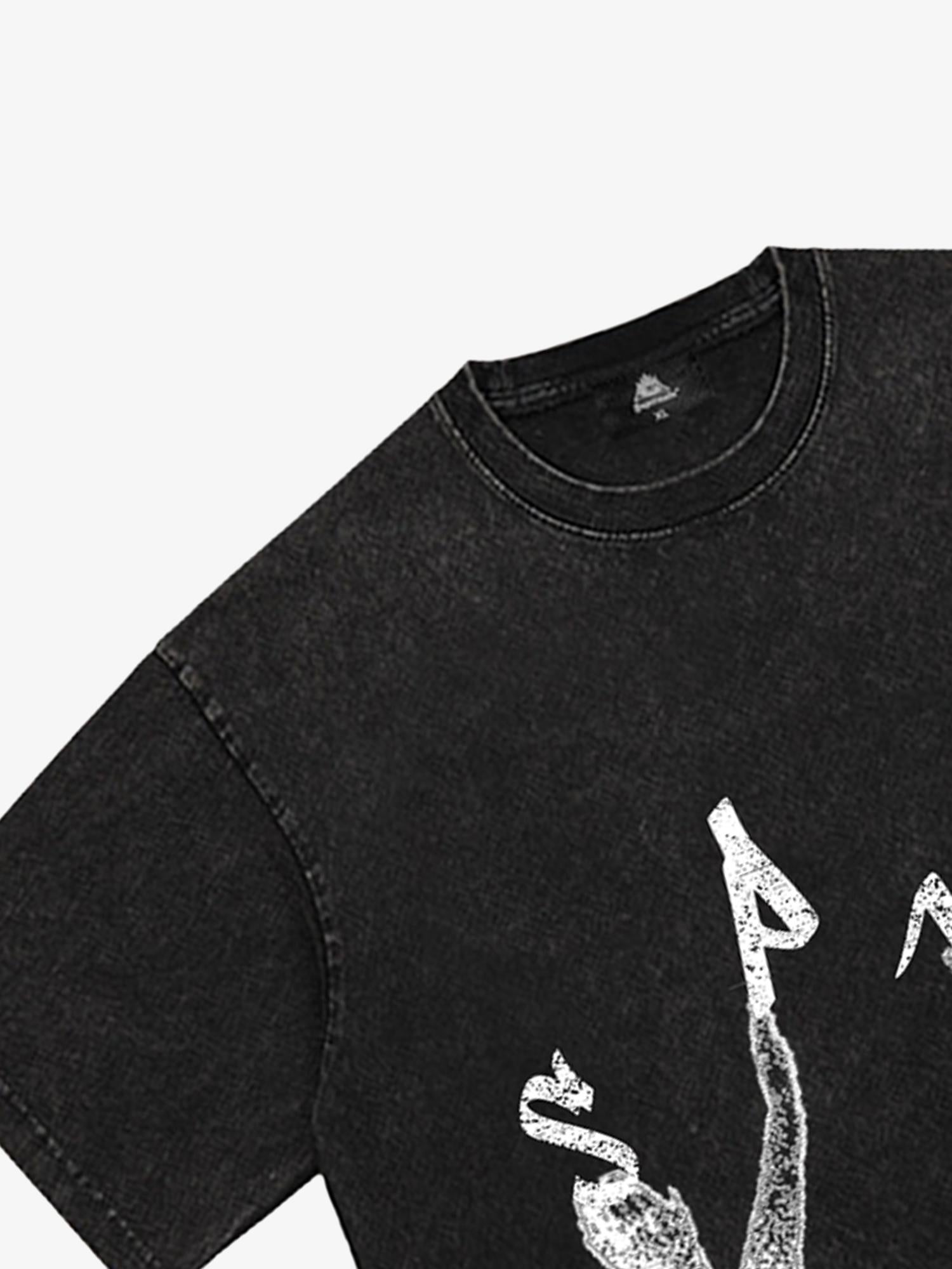 Thesupermade Washed Graphics Fun Letter Print T-shirt