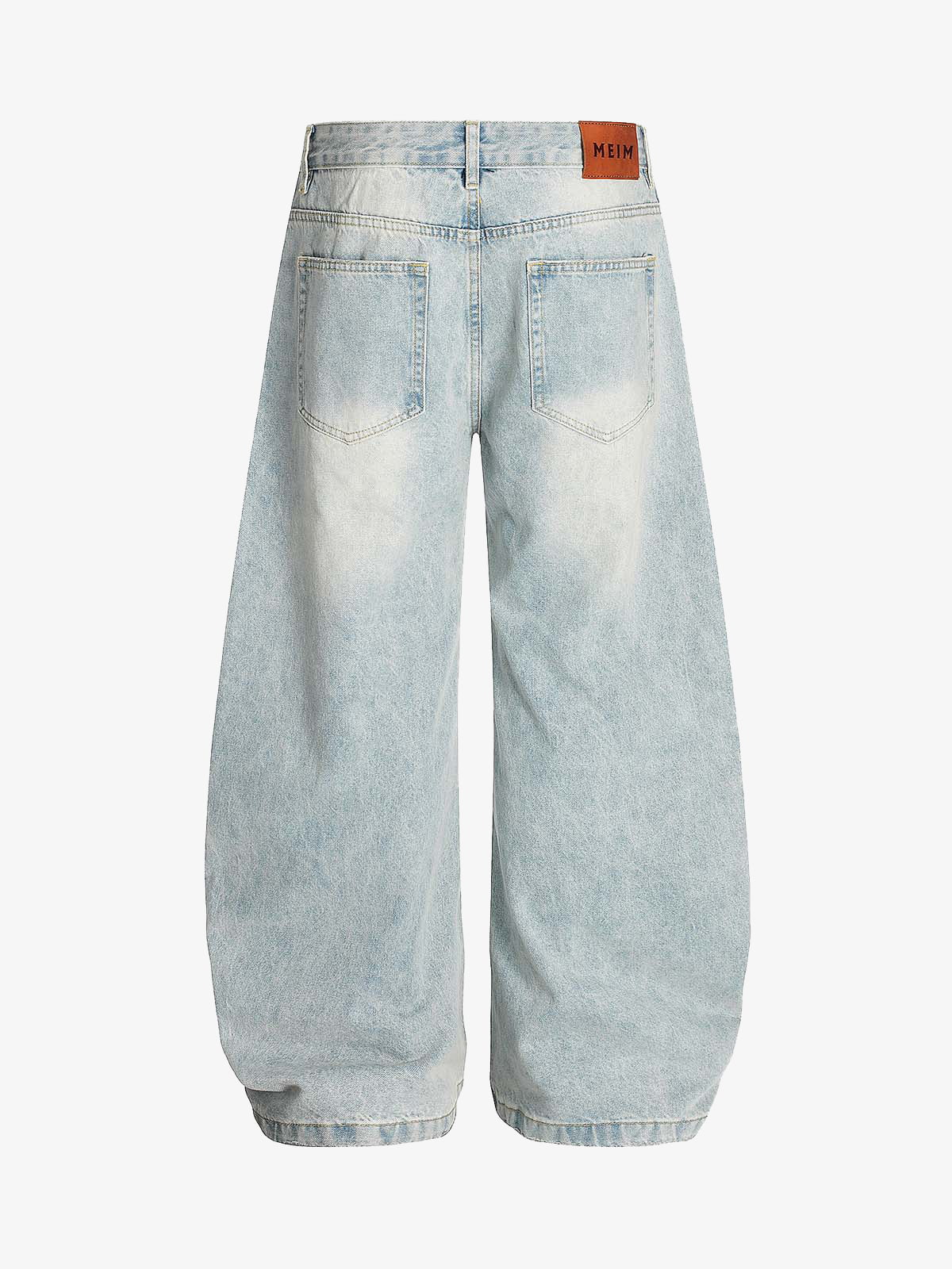 Washed Distressed Barrel Jeans