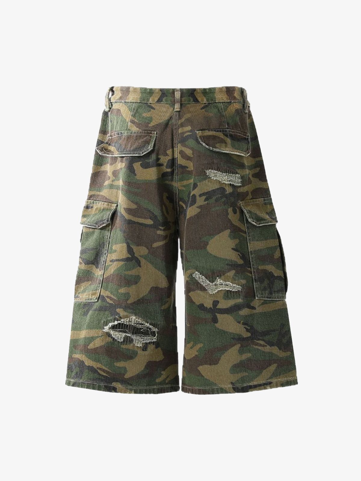 Retro Ripped Camouflage Cropped Jorts - 2387