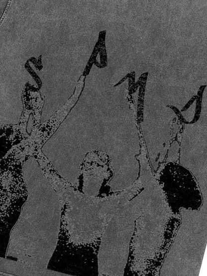 Thesupermade Washed Graphics Fun Letter Print T-shirt