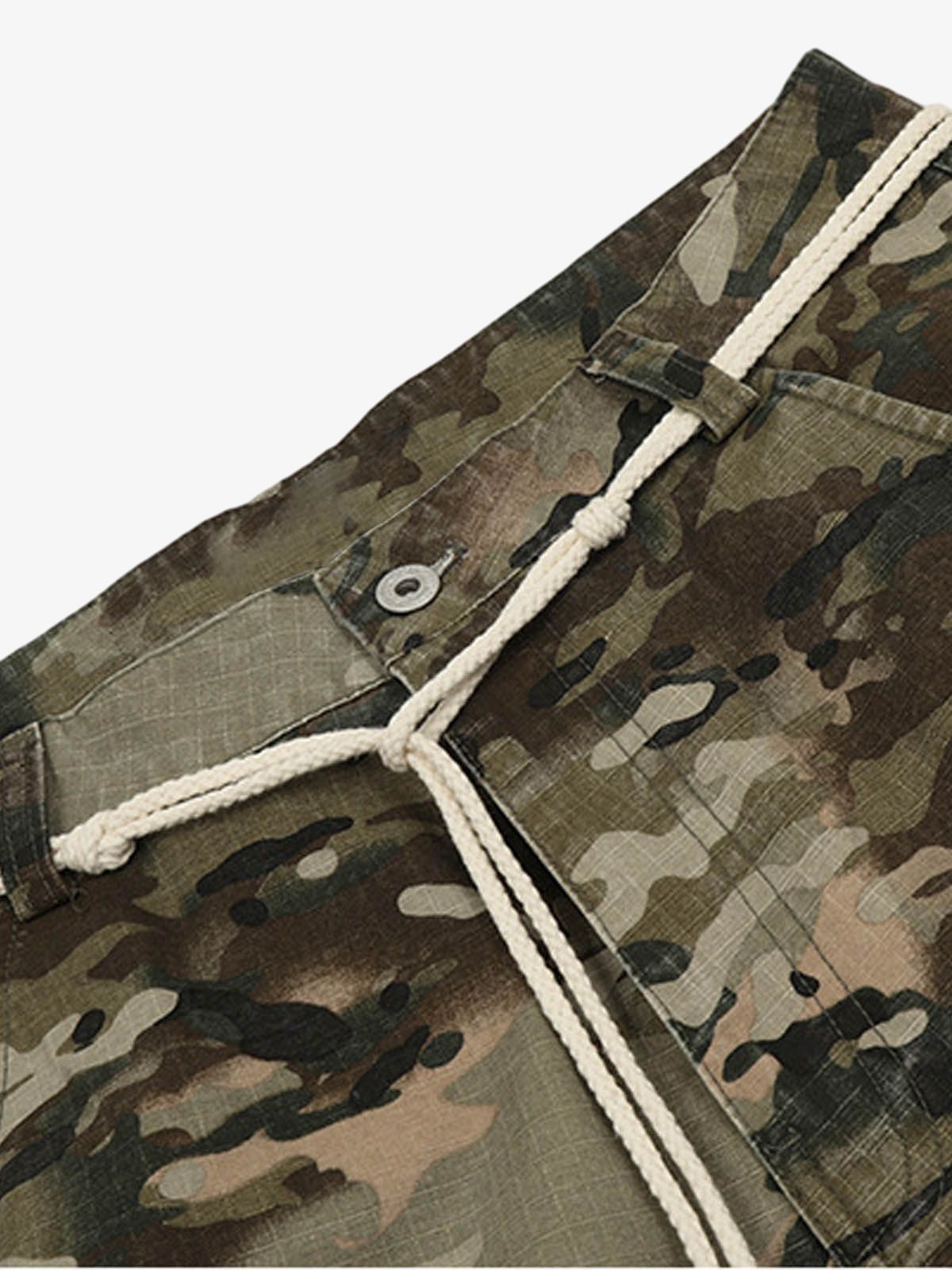 Camouflage Drawstring Cargo Pants - 2315