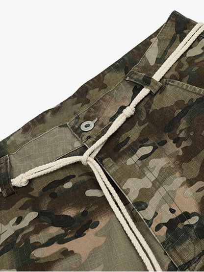 Camouflage Drawstring Cargo Pants - 2315