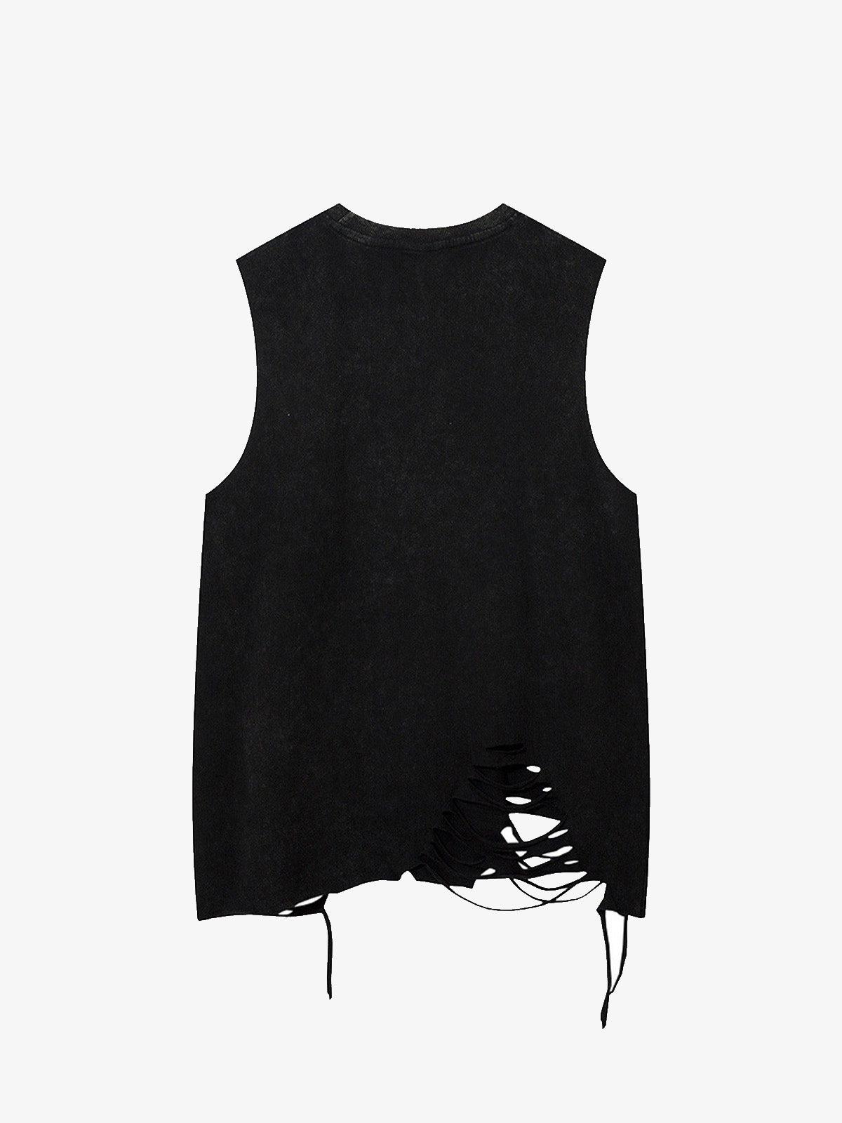 Distressed Ripped Graphic Cross Print Vest
