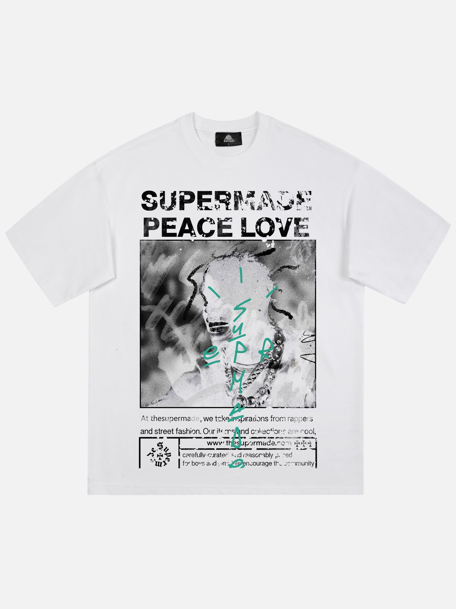 Thesupermade Gangsta Rapper Letters Oversized Graphic T-shirt - 1990