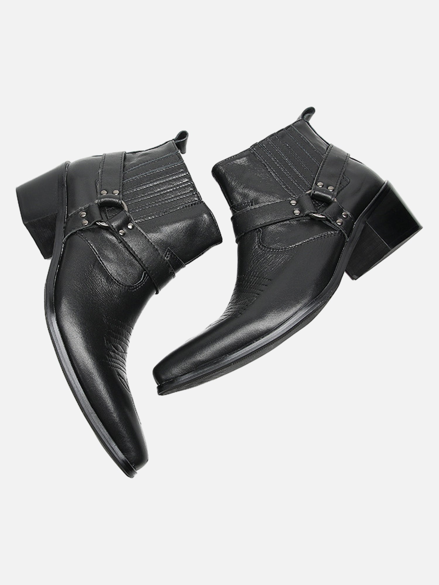 Pointed Toe Western Rider Metallic Removable Chelsea Biker Boots