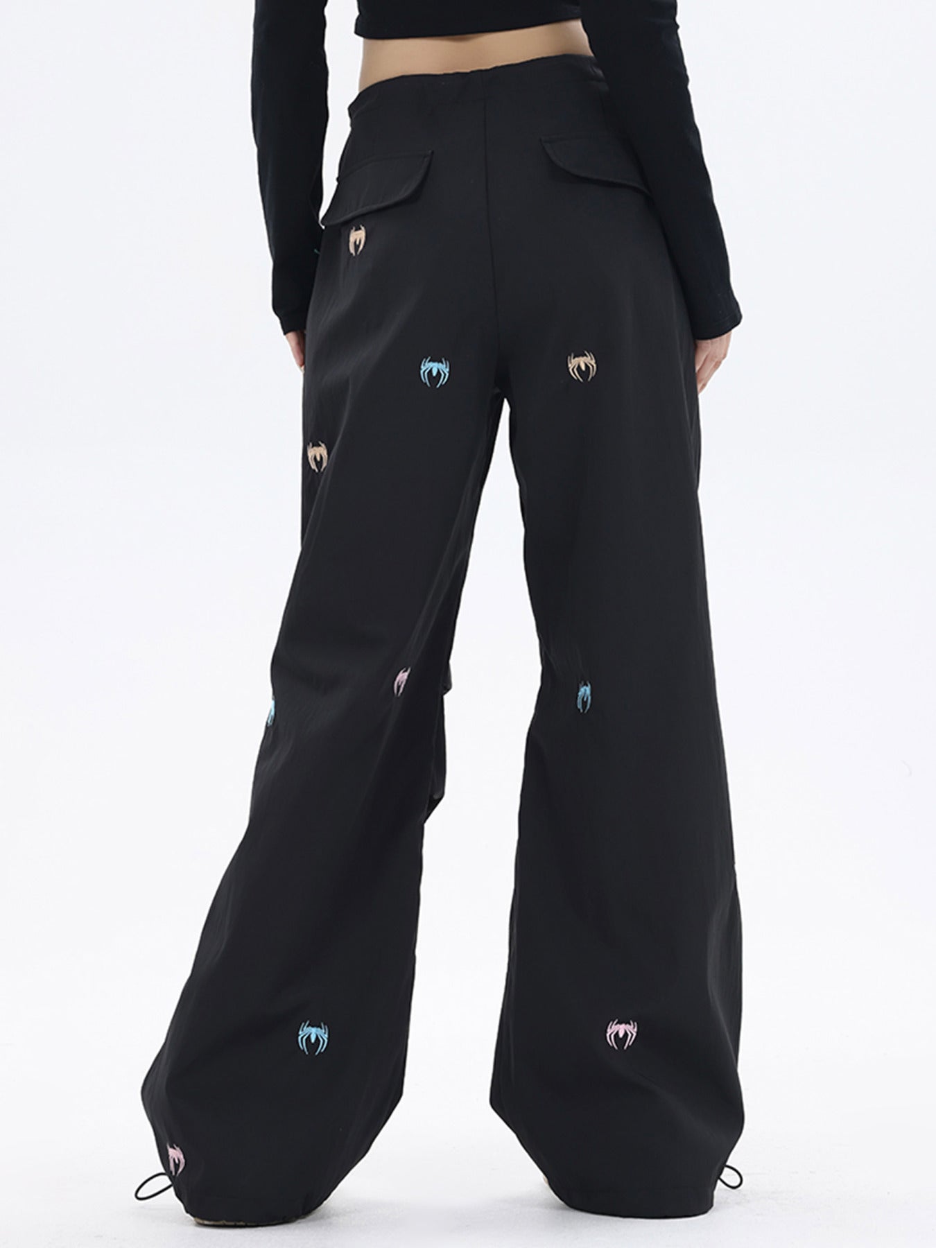 Thesupermade Embroidered Spider Straight Leg Wide Leg Pants - 1745