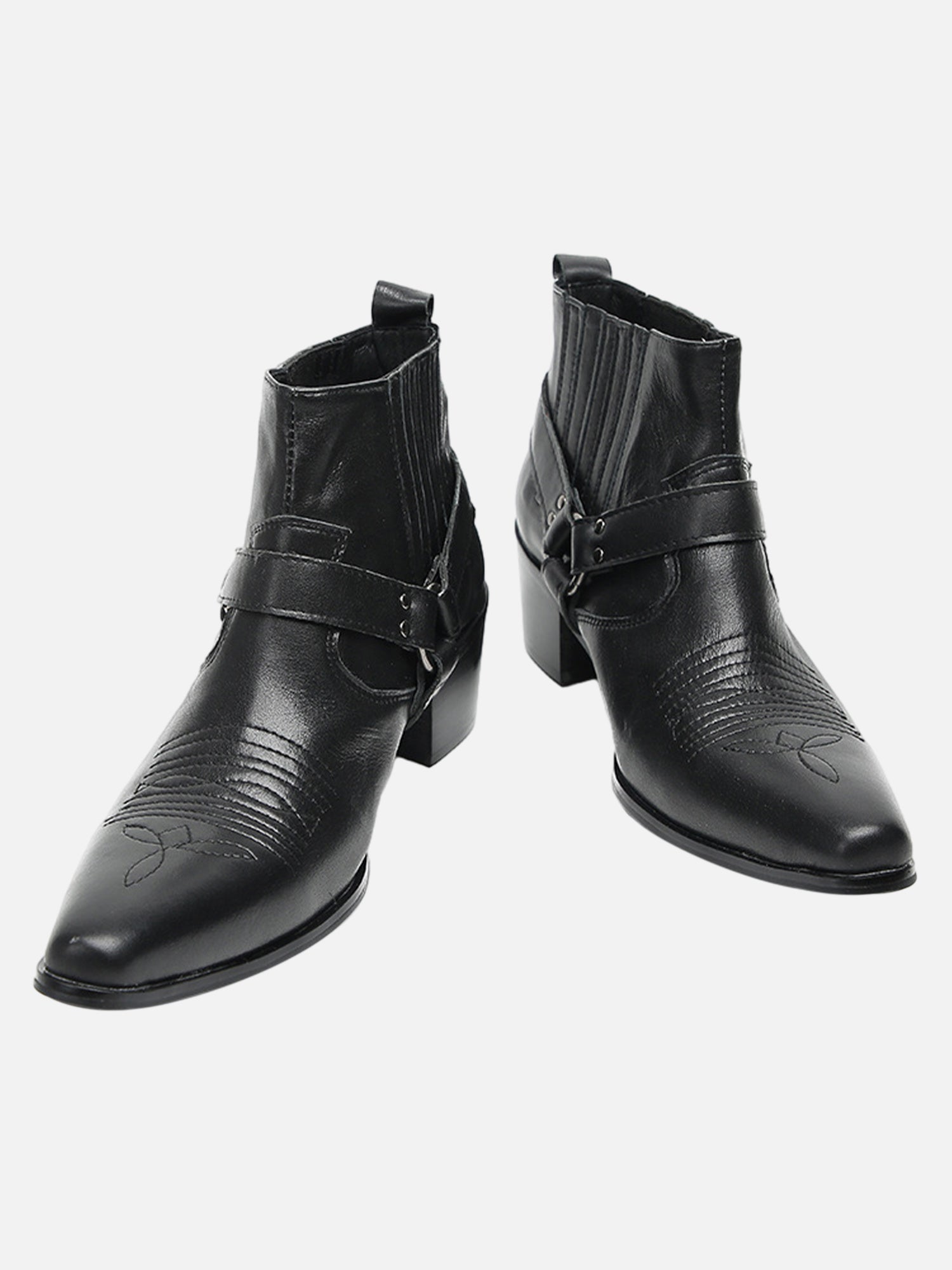 Pointed Toe Western Rider Metallic Removable Chelsea Biker Boots