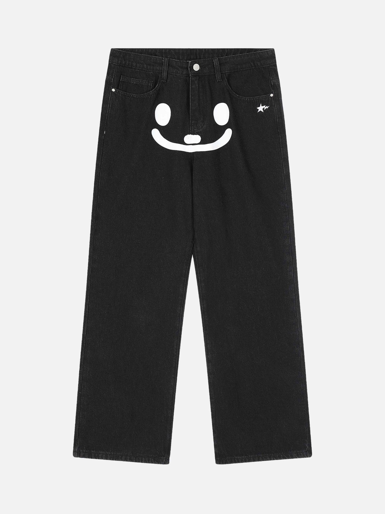 Thesupermade Personality Smiley Face Printed Jeans - 1978