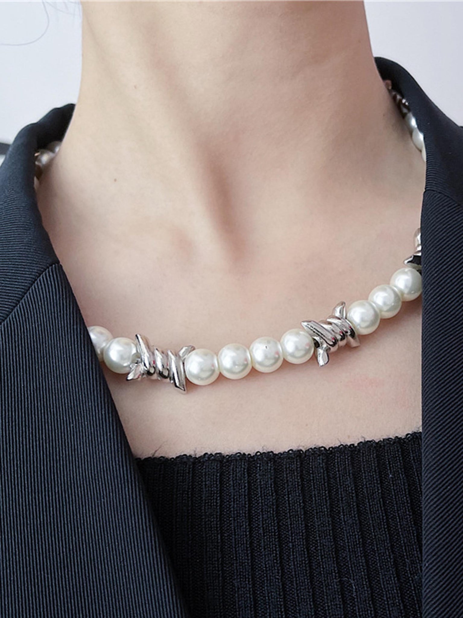 Thesupermade Punk Panel Pearl Necklace - 1895