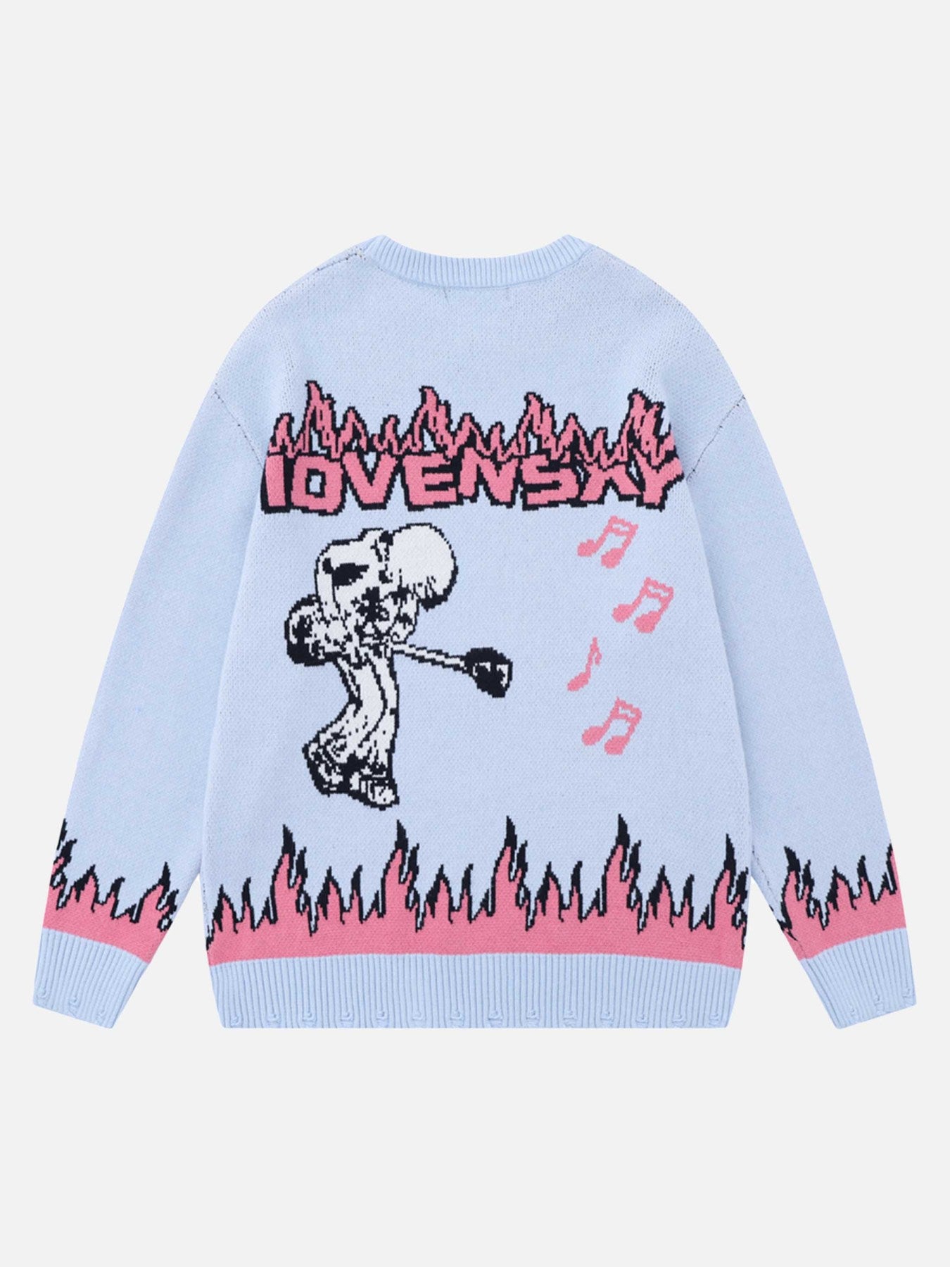 Thesupermade Rock Anime Flame Crew Neck Sweater