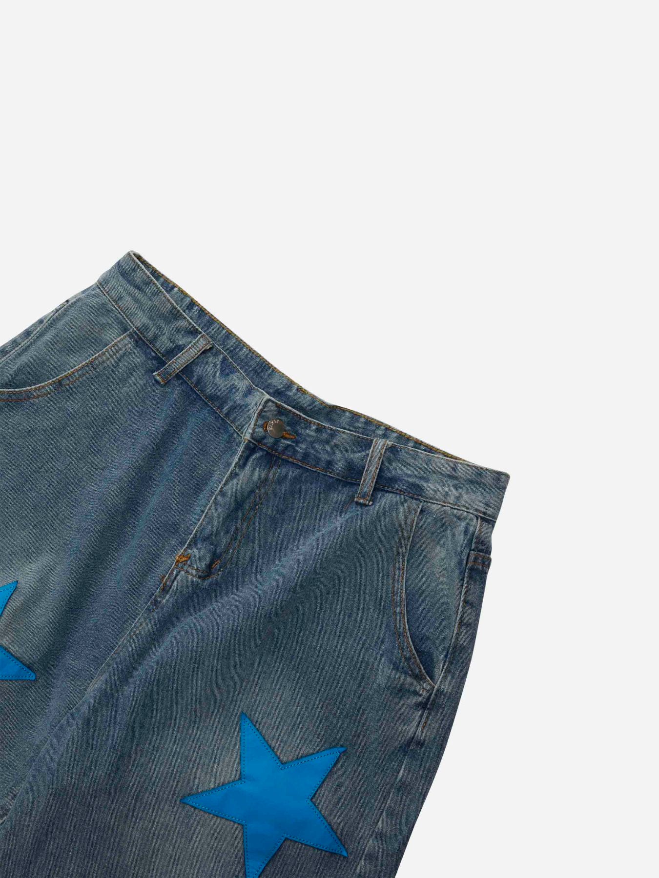 Thesupermade Star Embroidered Denim Shorts