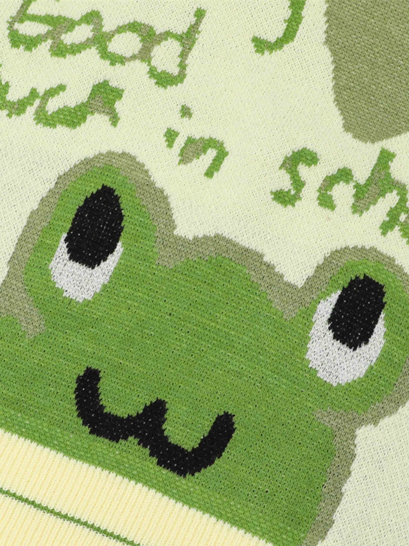 Thesupermade Cartoon Frog Jacquard Knit Vest