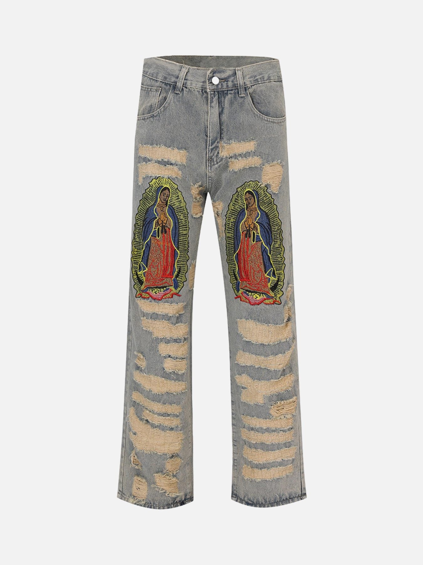 Thesupermade American Street Style Ripped Embroidered Jeans - 1617