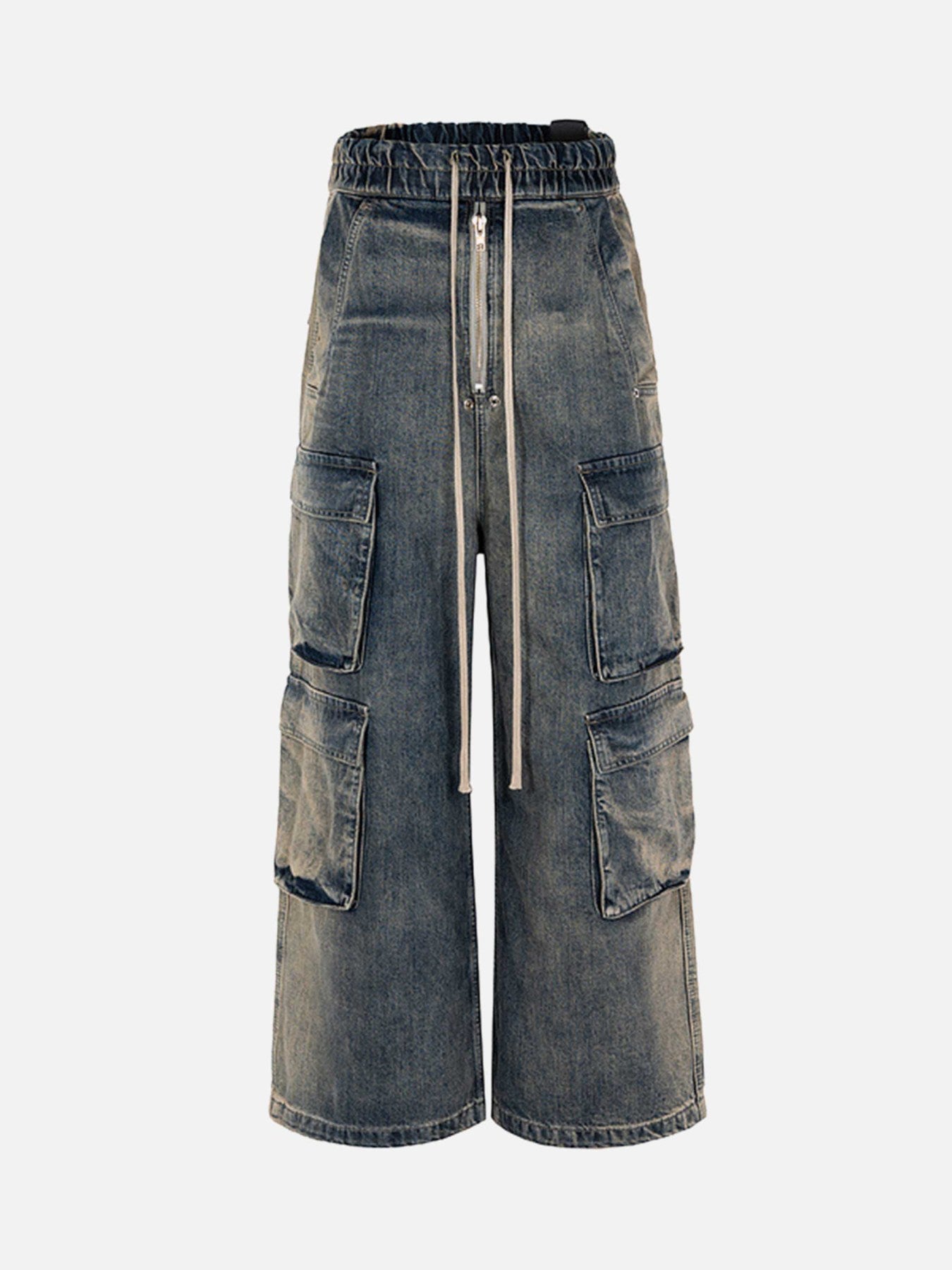 Loose Casual Multi-pocket Straight Wide-leg Trousers
