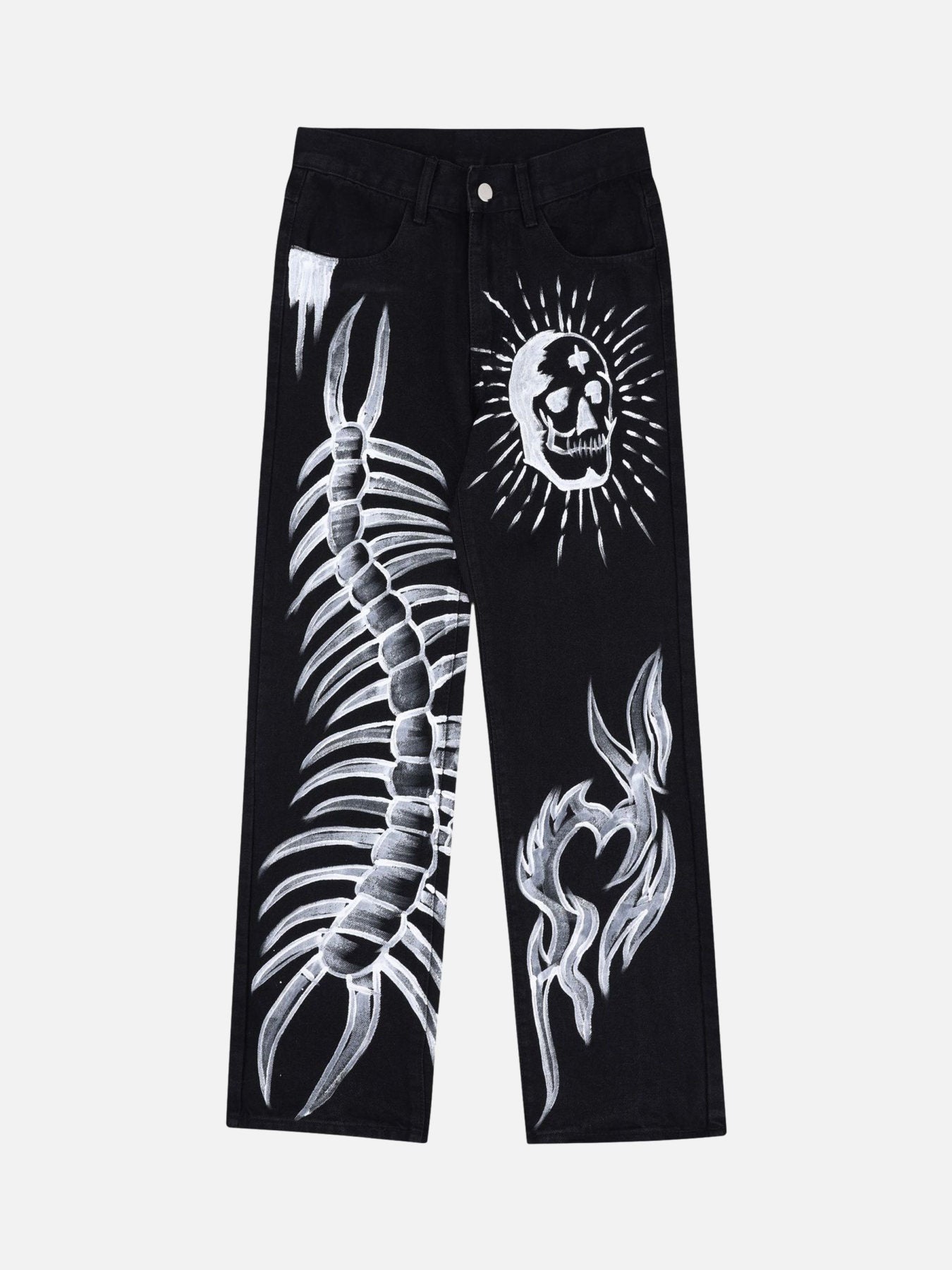Thesupermade Skull Centipede Print Casual Stretch Pants