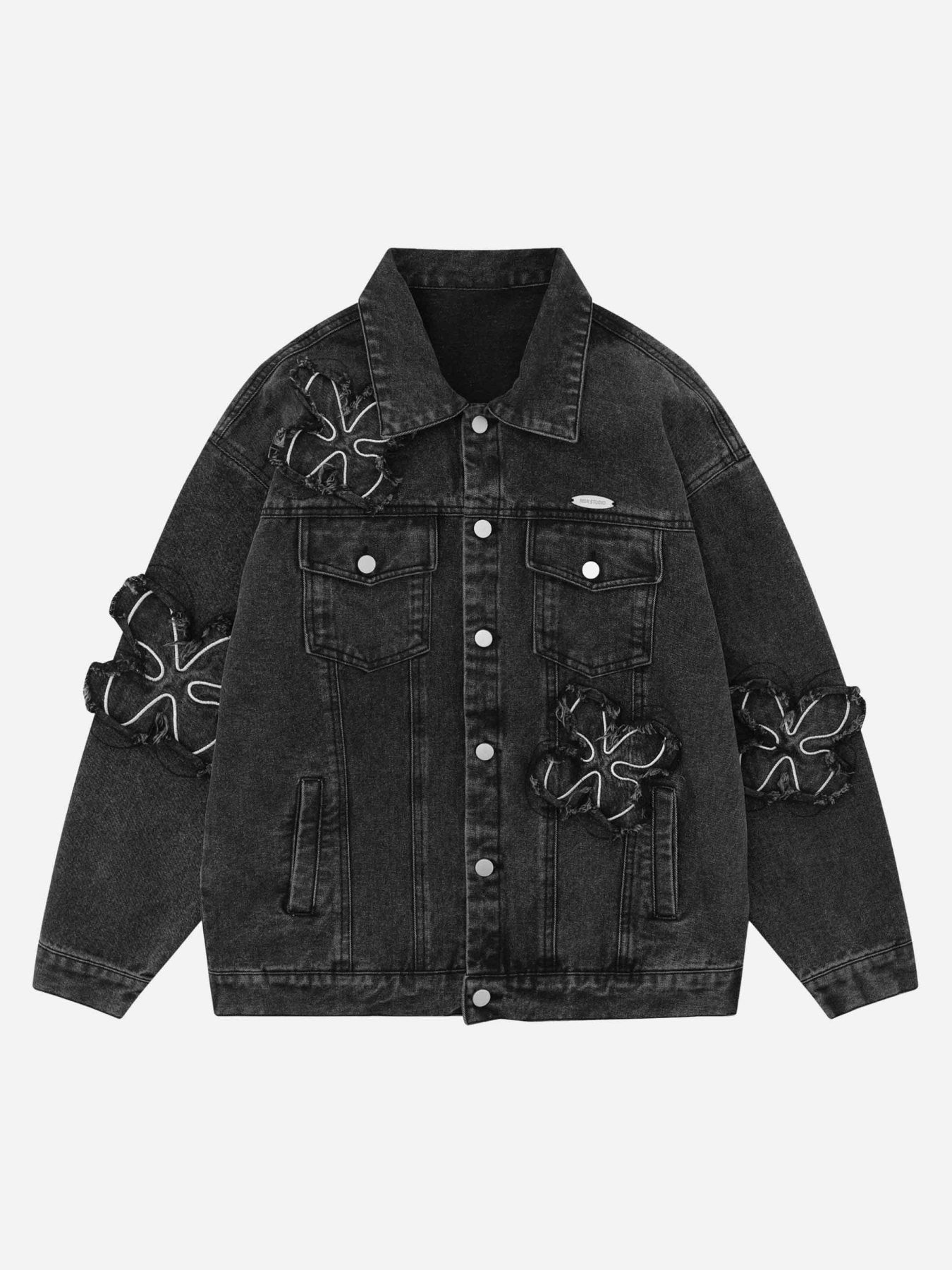 Thesupermade Floral Patch Embroidered Denim Jacket