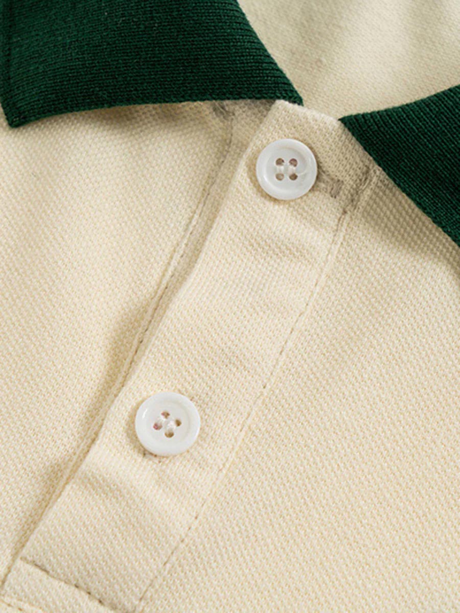 Letter Embroidered Polo Shirt