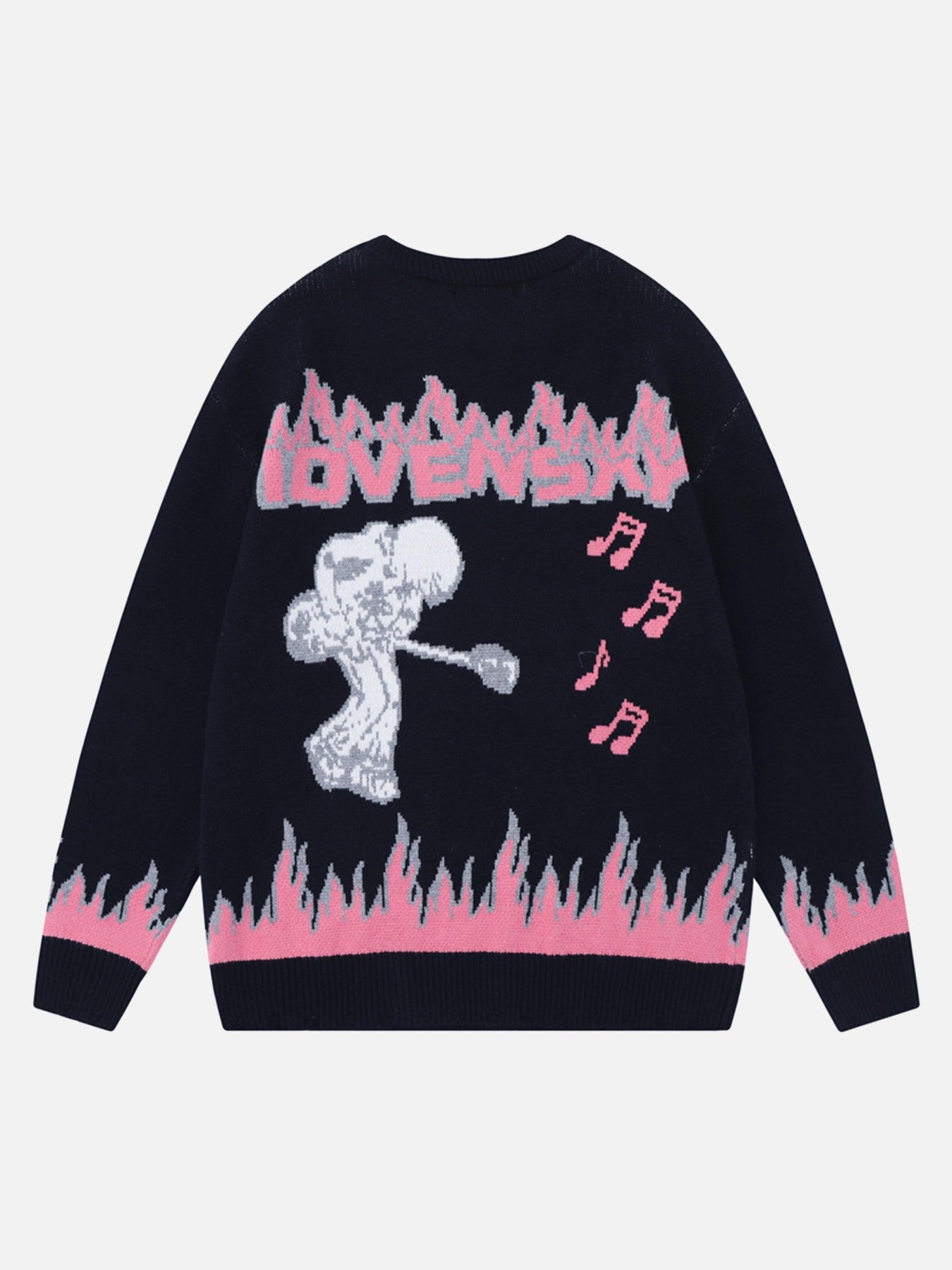 Thesupermade Rock Anime Flame Crew Neck Sweater