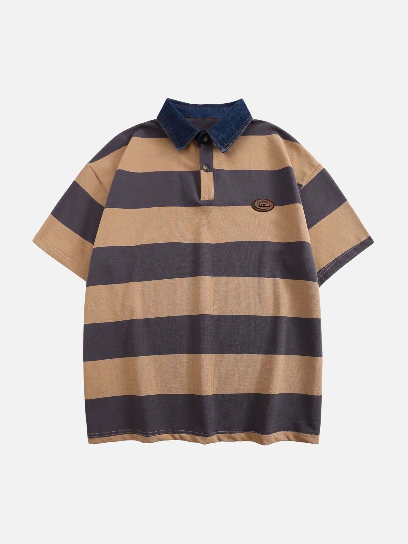 Thesupermade Vintage Color Striped Polo Shirt