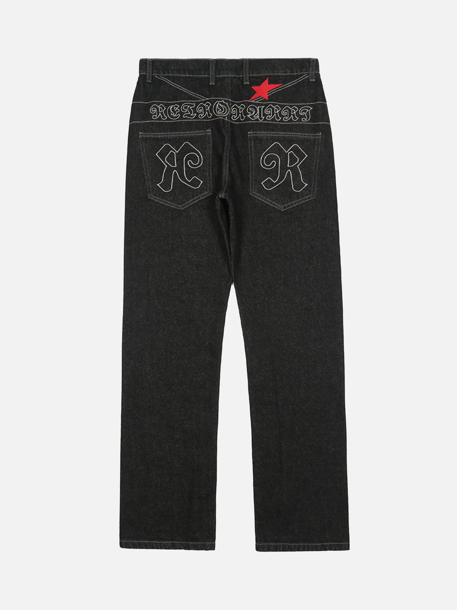 Thesupermade American Letters Embroidered Straight Jeans -1571