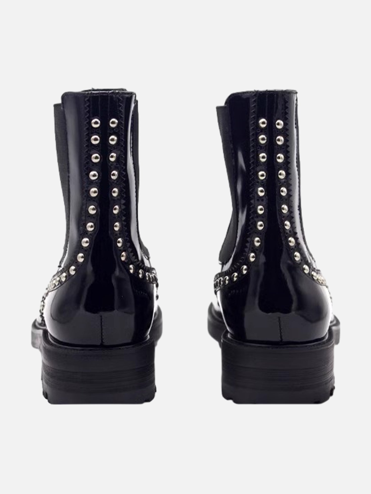 Trendy Handmade Pointed Toe Carved Leather Studded Chelsea Boots