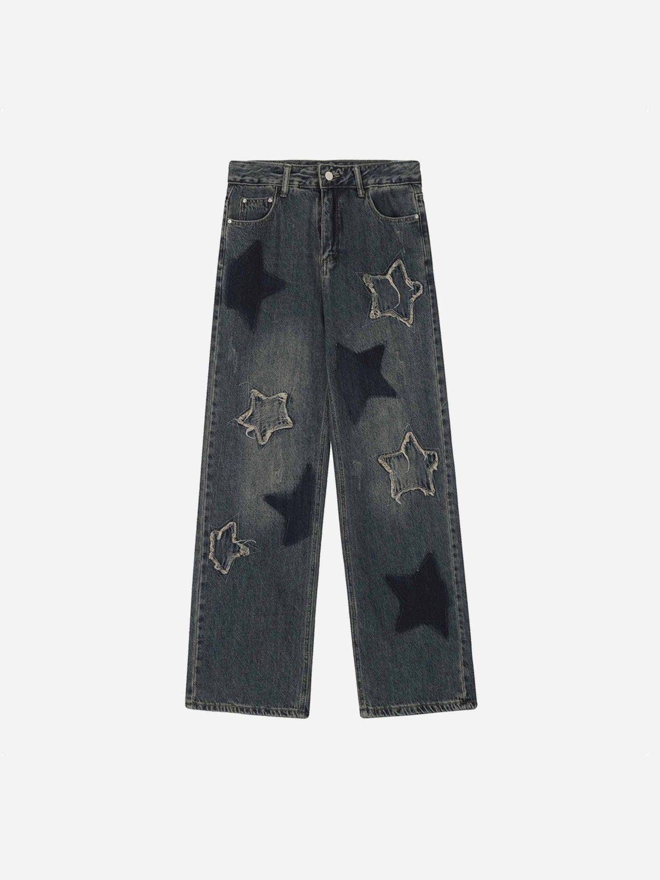 Thesupermade Airbrushed Pentagram Applique Jeans - 1656