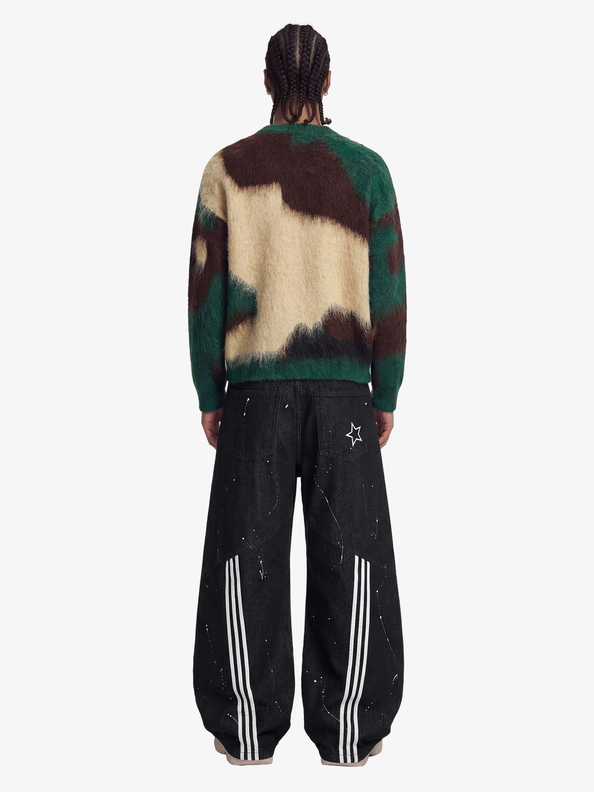 Embroidered Camouflage Shaggy Knitted Sweater 