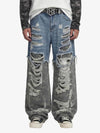 Camouflage Patchwork Ripped Cargo Jeans - 2452 