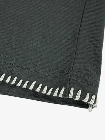 Cotton Oversized T-Shirt with Contrast Stitching and Minimalist Design 