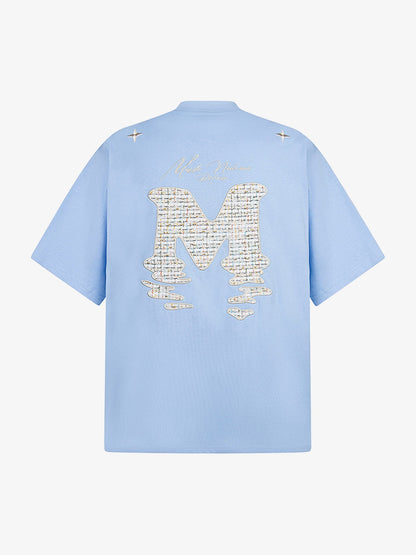 Vintage Patchwork Embroidered Letter T-shirt 