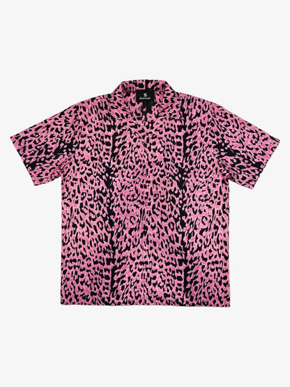 Cyber Punk Leopard Print Camp Collar Boxy Shirt 