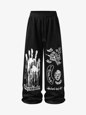 Dark Graphic Print Sweatpants 