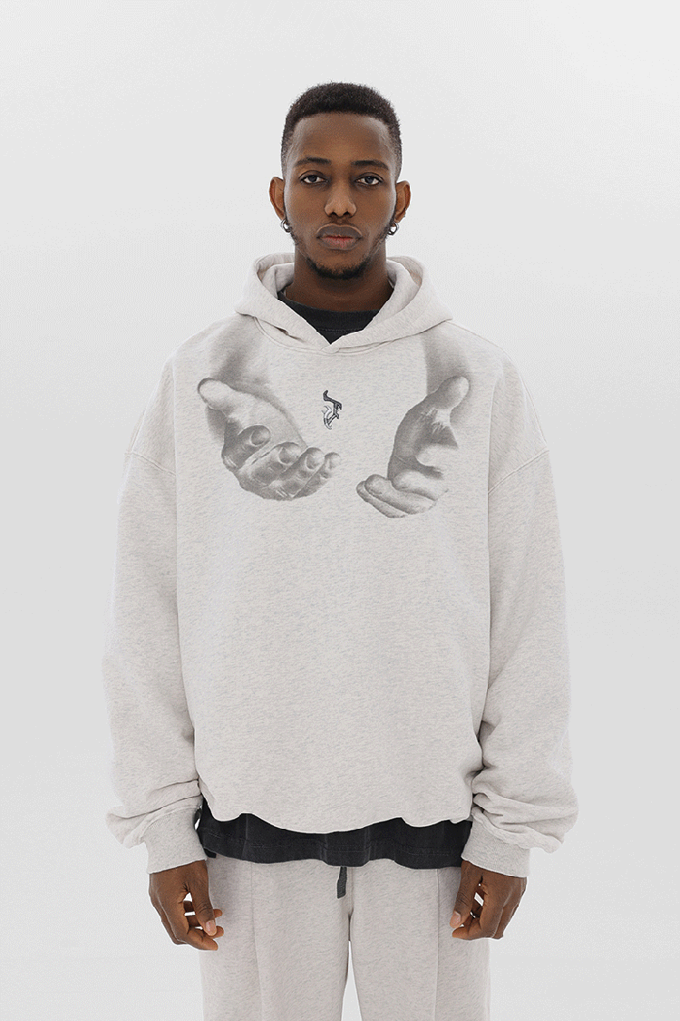 Thesupermade Monogram Embroidered Hand Print Hoodie - 1876