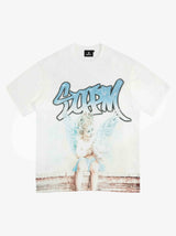 Retro Street Peace Dove Angel Rhinestone T-Shirt 