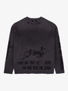 Waffle-Knit Distressed Gradient Print Long T-Shirt