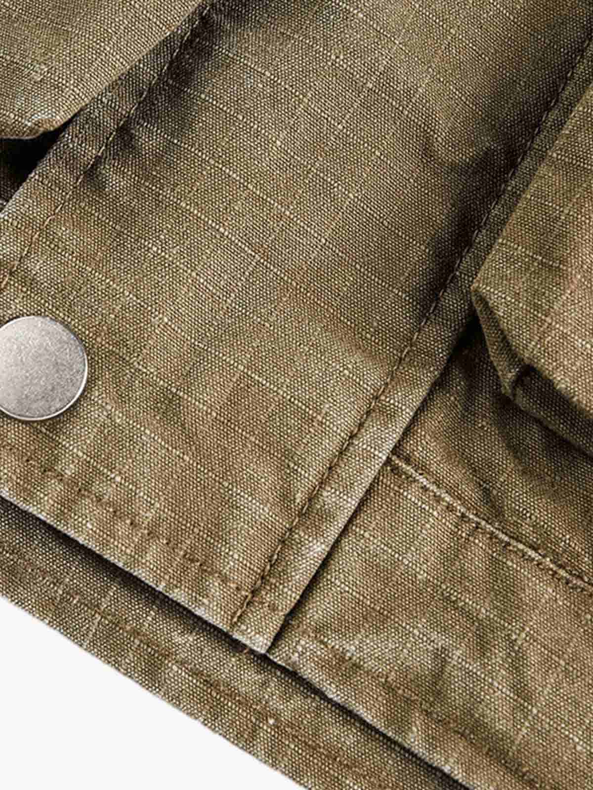 Washed Stand Collar Multi Pocket Jacket