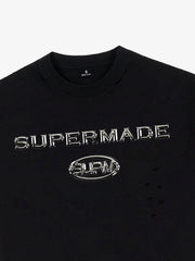Distressed Metallic Logo Cropped T-Shirt 
