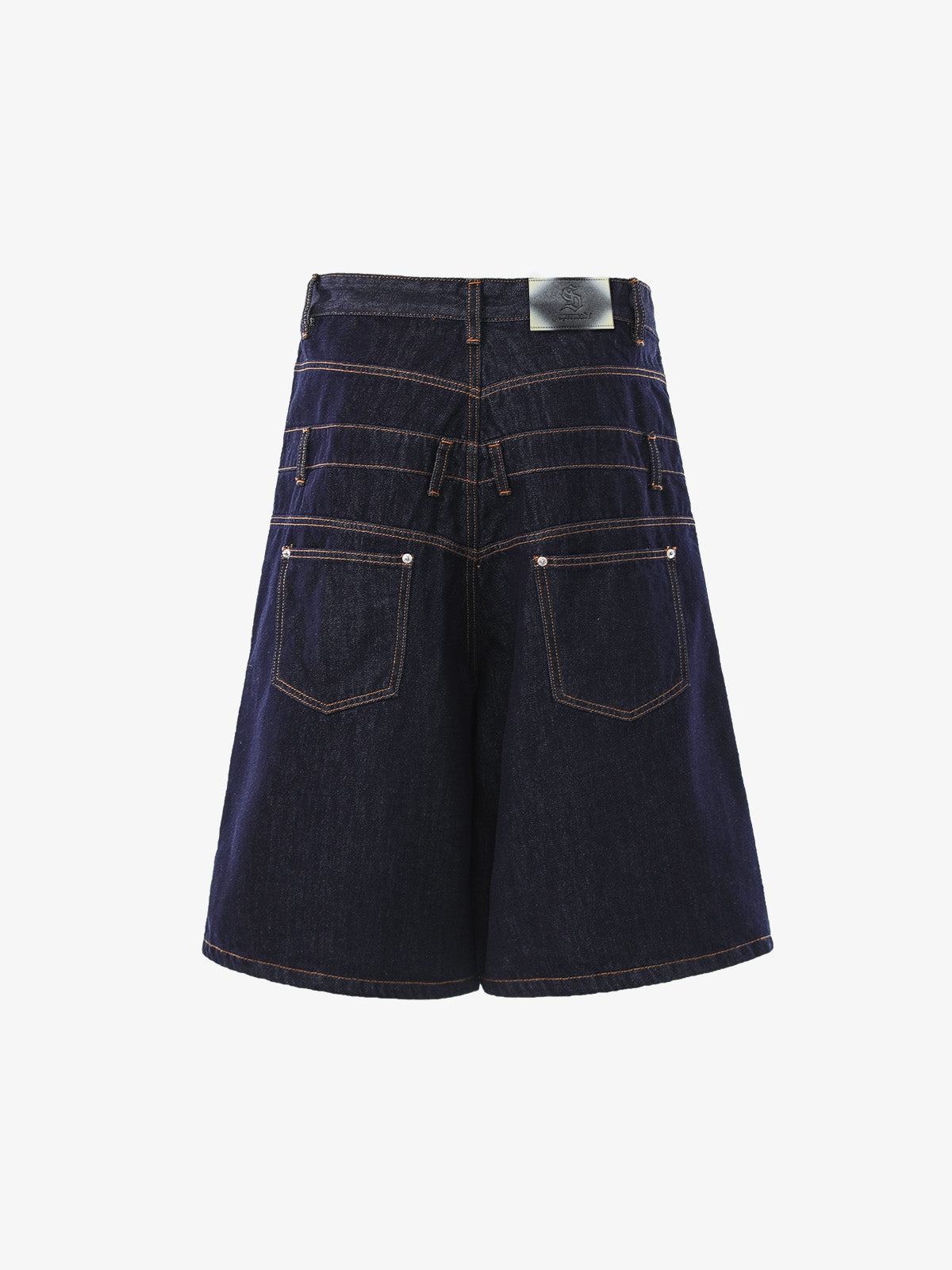 Studded Double-Waist Wide-Leg Jorts