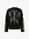 Skeleton Graphic Waffle Sweatshirt – Spooky Halloween Vibes - 2495 
