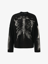 Skeleton Graphic Waffle Sweatshirt – Spooky Halloween Vibes - 2495 