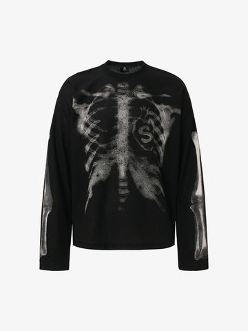 Skeleton Graphic Waffle Sweatshirt - 2495 
