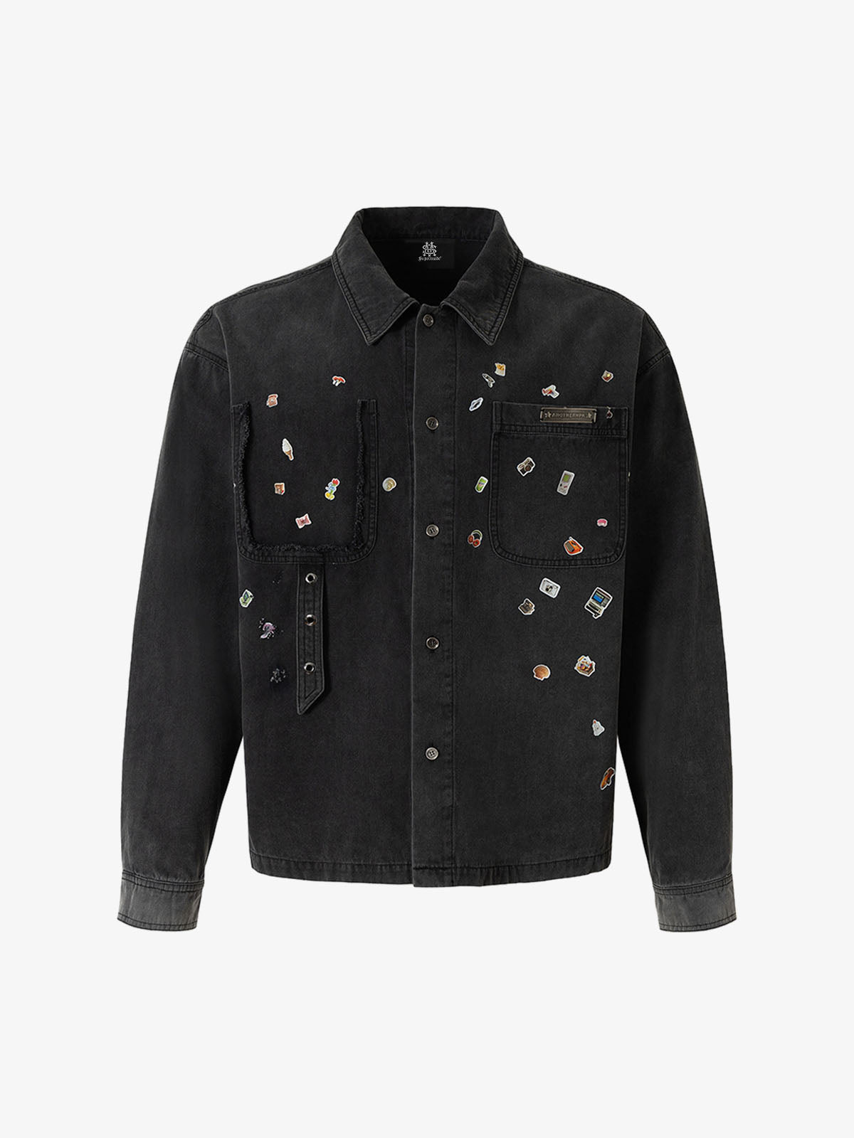 Vintage Sticker Washed Denim Jacket 