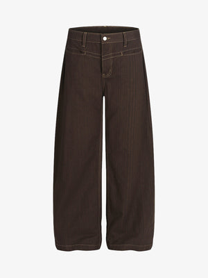 Vintage Contrast Thread Barrel Pants 