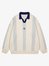 Vertical Striped Colorblock Lapel Sweater 